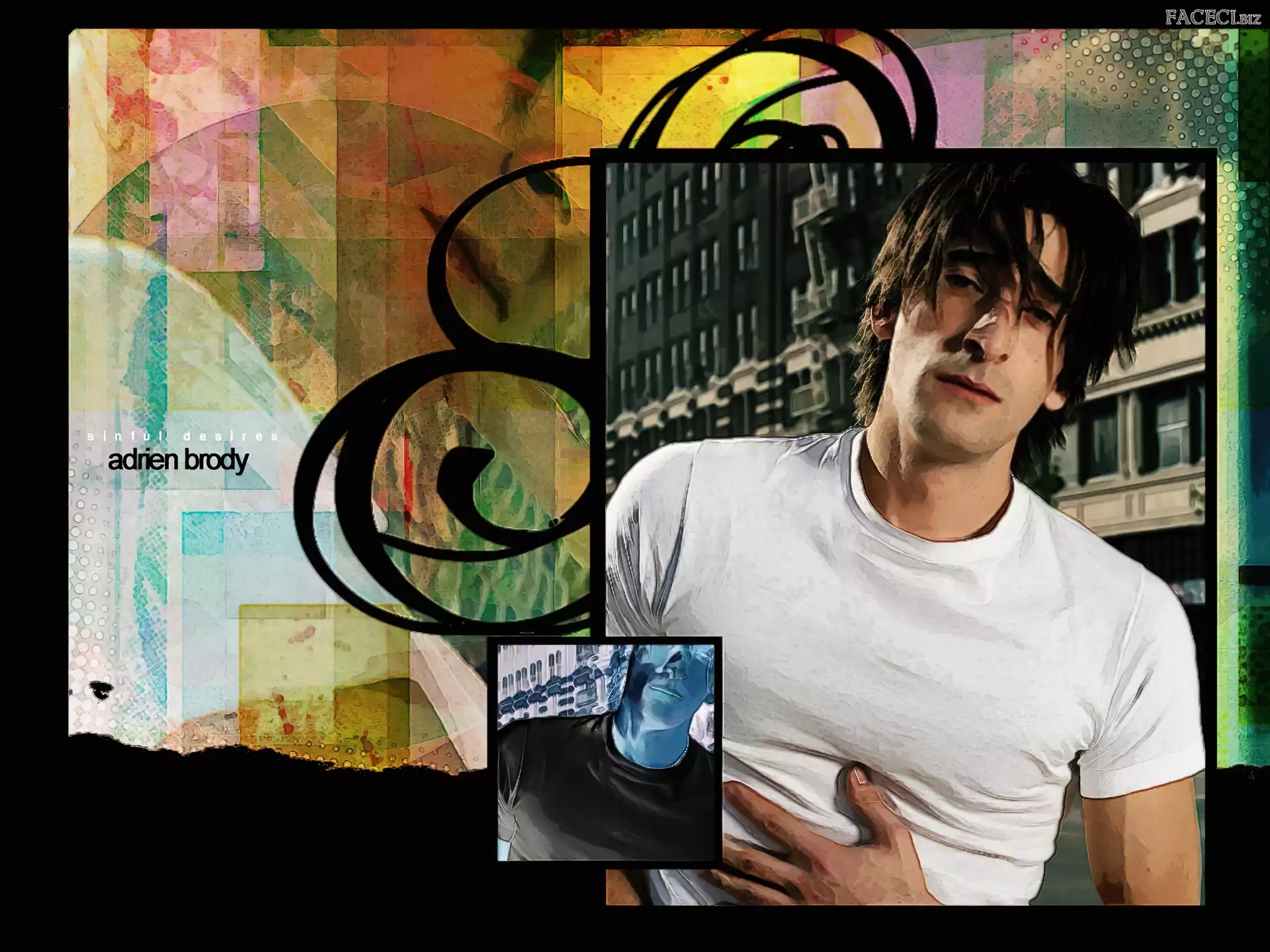 t-shirt, Adrien Brody, biały